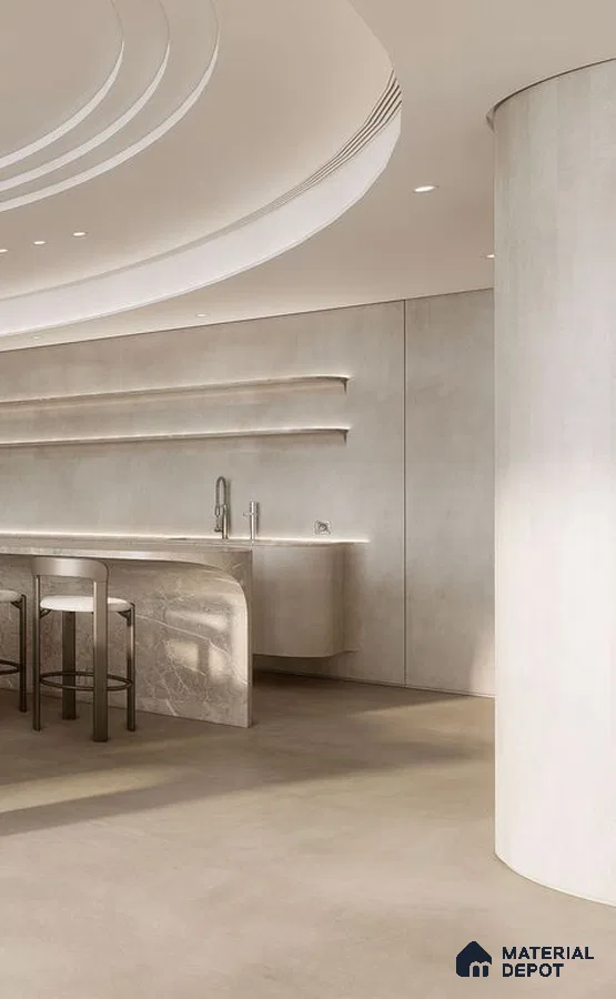 A bathroom with a large tub in the middle of the room and two sinks and two sinks on the wall next to a bathtub in front of a bathtub next to a window in a room with a
